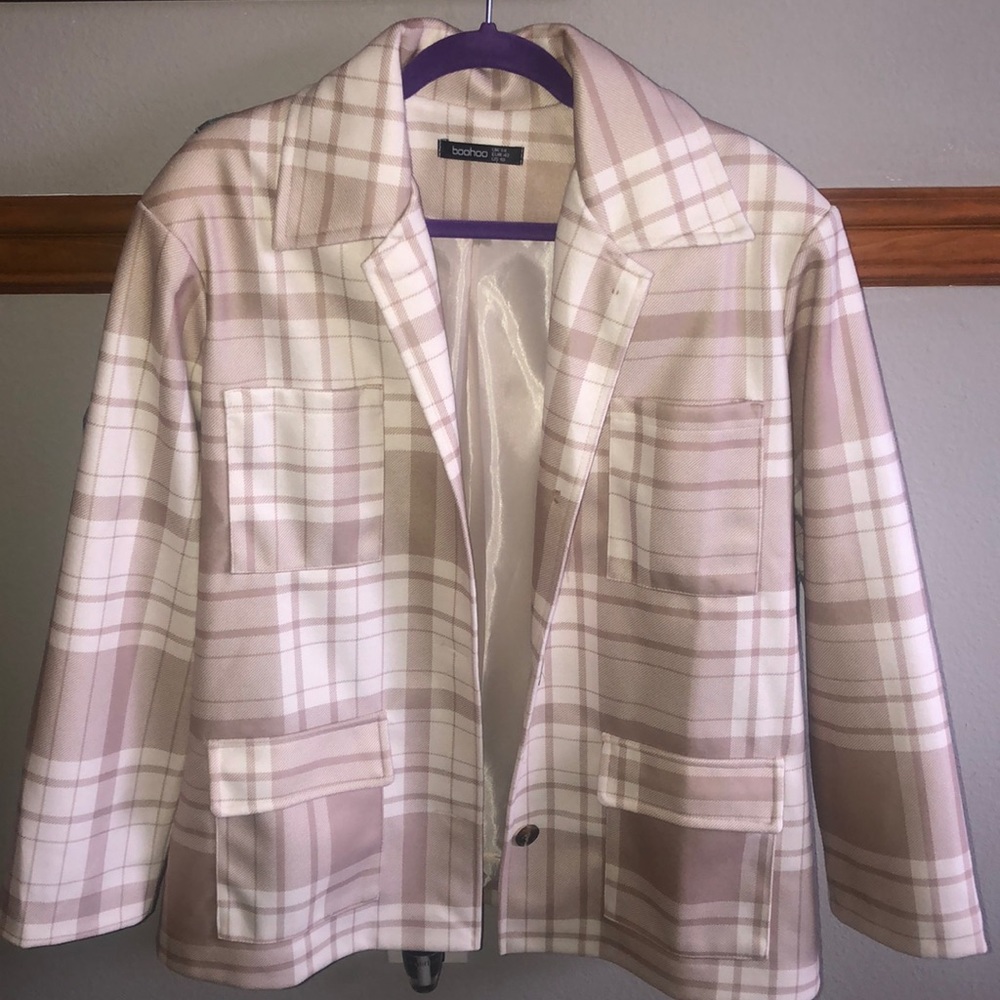 Plaid button up coat